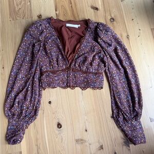 Astr Multicolor Floral Blouse with Puff Sleeves